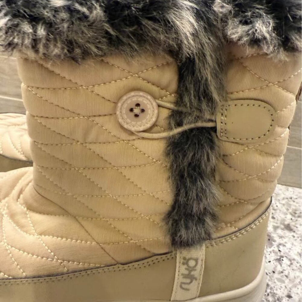 Ryka Women’s Camel Brown Quilted Shiver Ankle Boot with Faux Fur Trim-Size 7 - Picture 2 of 10